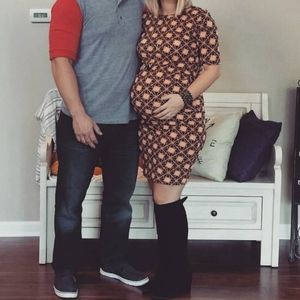 Orange and black geometric dress